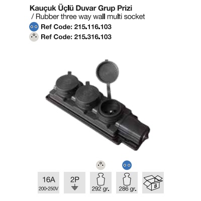 MONOFAZE KAUÇUK ÜÇLÜ GRUP PRİZ