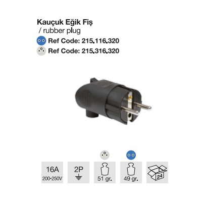 MONOFAZE KAUÇUK EĞİK FİŞ