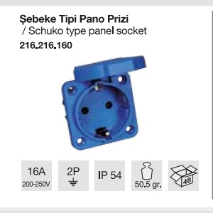 MONOFAZE SCHUKO TİP PANO PRİZ - ÇİFT GİRİŞLİ