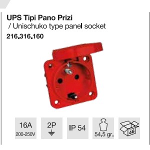 MONOFAZE SCHUKO TİP UPS PANO PRİZ - ÇİFT GİRİŞLİ