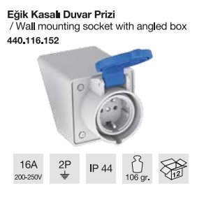 MONOFAZE DUVAR PRİZİ EĞİK KASALI