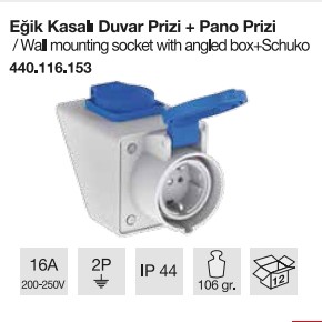 MONOFAZE DUVAR PRİZİ EĞİK KASALI+MONOFAZE PRİZLİ