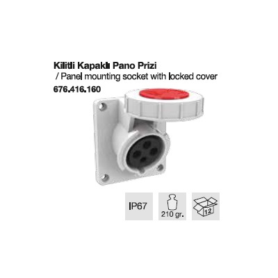 TRİFAZE CEE NORM KİLİTLİ KAPAKLI PANO PRİZ-16A