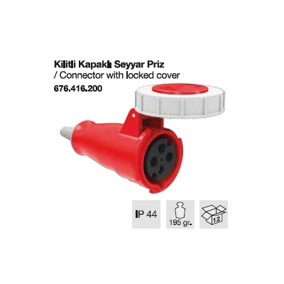 TRİFAZE CEE NORM KİLİTLİ KAPAKLI SEYYAR PRİZ-16A