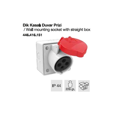 TRİFAZE CEE NORM DUVAR PRİZİ DİK KASALI-16A