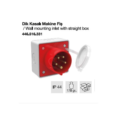 TRİFAZE CEE NORM MAKİNE FİŞİ DÜZ KASALI-16A