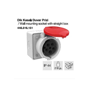 TRİFAZE CEE NORM DUVAR PRİZİ DİK KASALI-16A