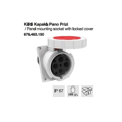 TRİFAZE CEE NORM KİLİTLİ KAPAKLI PANO PRİZ-63A
