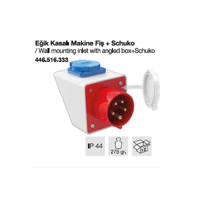 TRİFAZE CEE NORM MAKİNE FİŞİ EĞİK KASALI+MONOFAZE PRİZLİ-16A