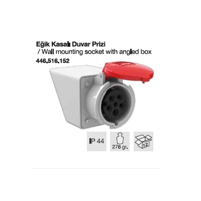 TRİFAZE CEE NORM DUVAR PRİZİ EĞİK KASALI-16A