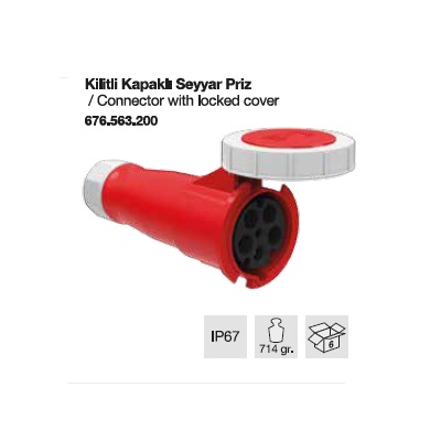 TRİFAZE CEE NORM KİLİTLİ SEYYAR PRİZ-63A