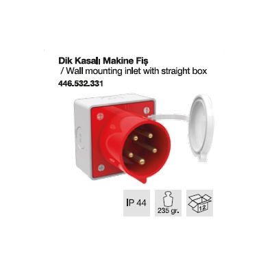 TRİFAZE CEE NORM MAKİNE FİŞİ DÜZ KASALI-32A