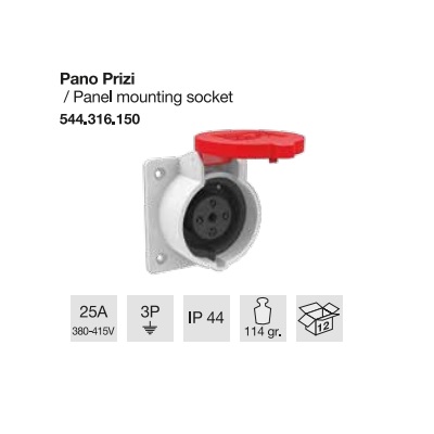 TRİFAZE KAUÇUK PANO PRİZİ 3x16A
