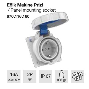 MONOFAZE KİLİTLİ KAPAKLI EĞİK PANO PRİZİ