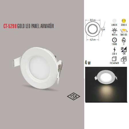 4W GOLD LED PANEL ARMATÜR