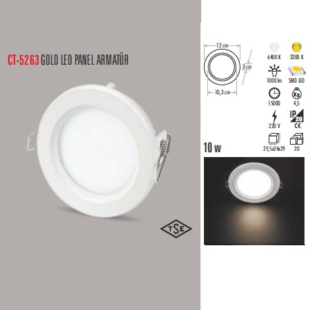 10W GOLD LED PANEL ARMATÜR