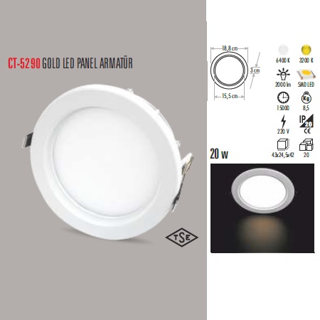 20W GOLD LED PANEL ARMATÜR