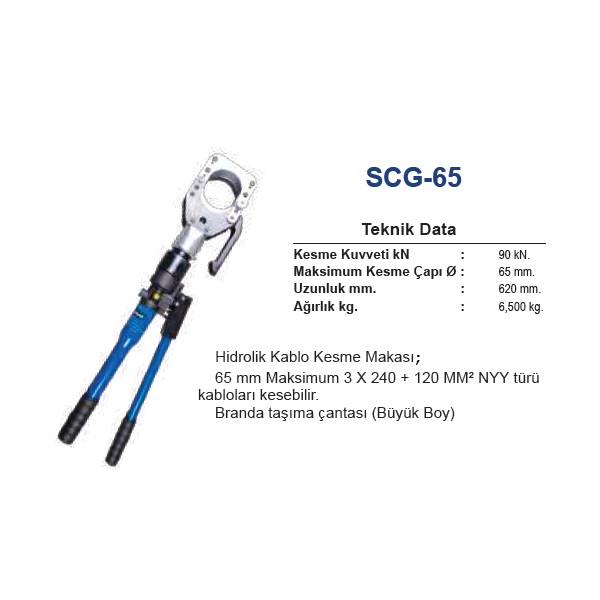 SCG-65 65 mm HİDROLİK KABLO KESME MAKASI