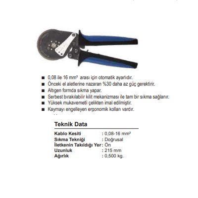 SFK-Y0816 0,08-16,00 mm2 YÜKSÜK SIKMA PENSESİ