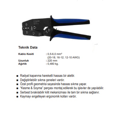 SFK-IZ0560 0,5-6,0 mm2 KONNEKTÖR SIKMA PENSESİ