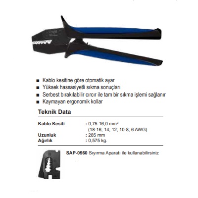 SFK-K07516 KABLO PABUCU SIKMA PENSESİ