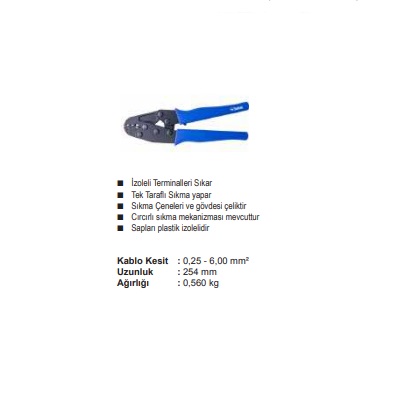 YYT-1 0,25-6,00 mm2 TERMİNAL SIKMA PENSESİ