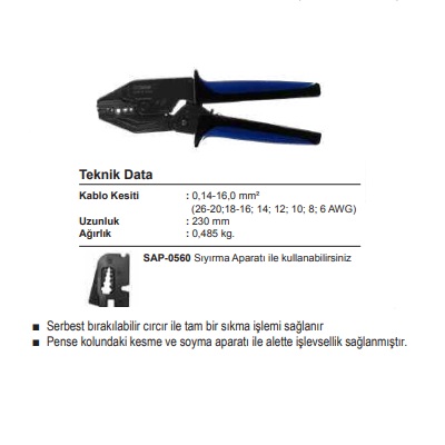 SFK-Y01416 0,14-16,00 mm2 YÜKSÜK SIKMA PENSESİ