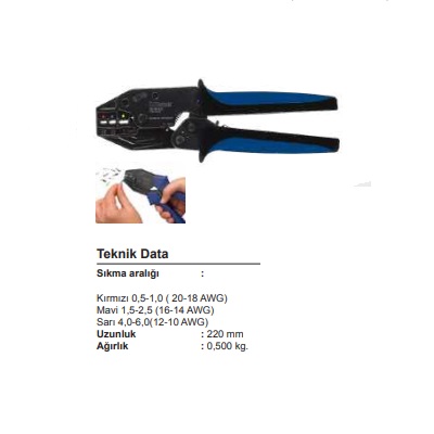 SFK-I0506 0,5-6,00 mm2 İZOLELİ PABUÇ SIKMA PENSESİ