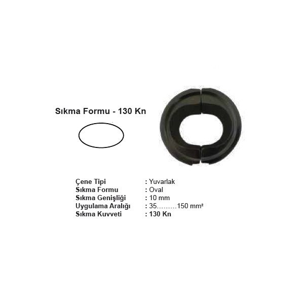 ŞAFAK YUVARLAK 130 kN ÇENE TAKIMI (H KLEMENS) 70-70mm2