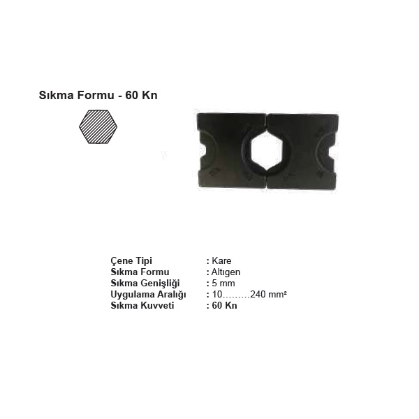 ŞAFAK KARE 60 kN ÇENE TAKIMI (STD TİP) 25-120mm2