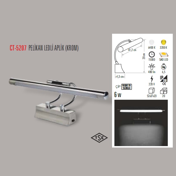 6W PELİKAN LEDLİ APLİK (KROM)