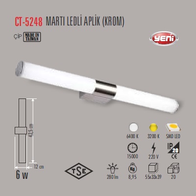 6W MARTI LEDLİ APLİK (KROM)