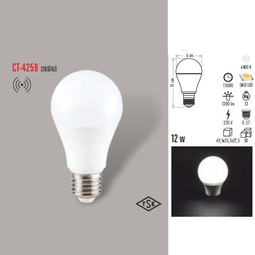 12W E27 SENSÖRLÜ LED AMPUL