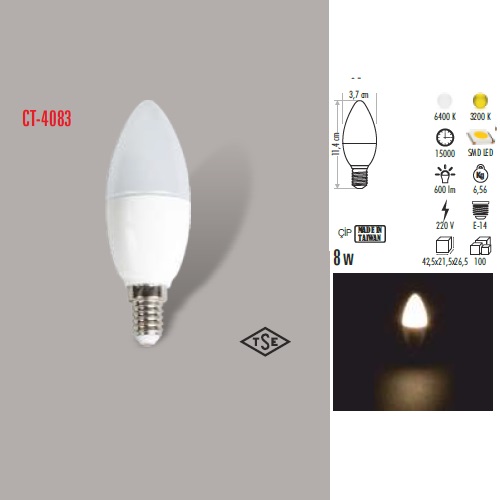 8W LED BUJİ AMPUL