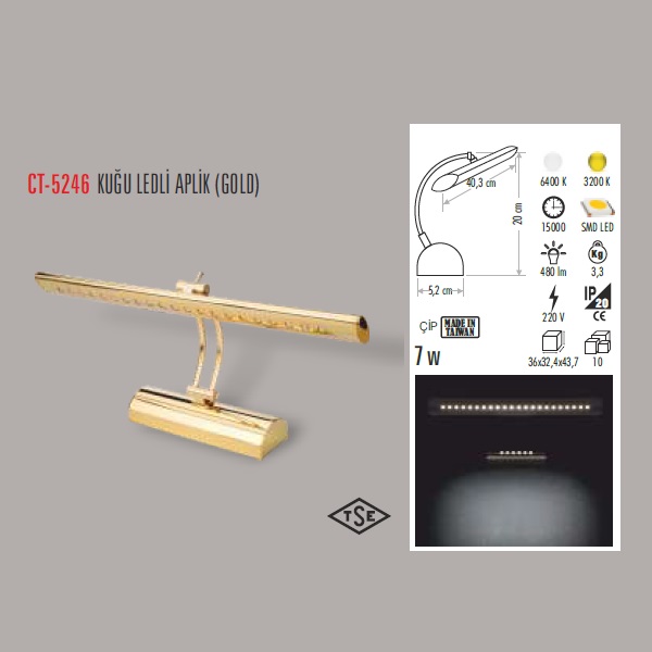 7W KUĞU LEDLİ APLİK (GOLD)