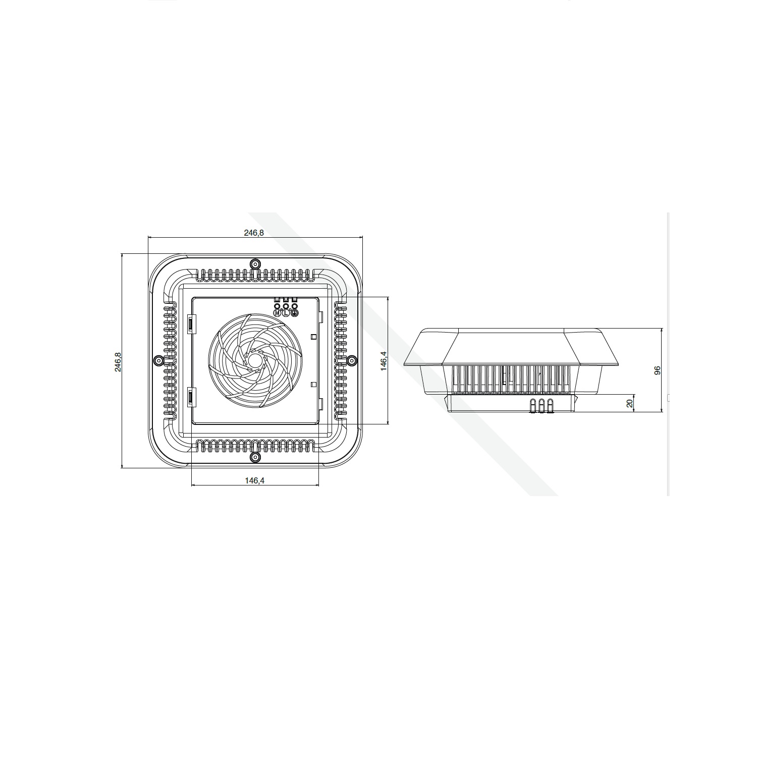 120x120x38 Aksiyel Fanlı Hızlı Bağlantılı 230V-50/60Hz Çatı Fanı