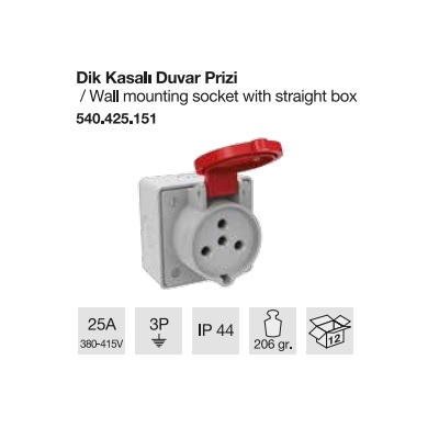 TRİFAZE DUVAR PRİZİ DİK KASALI