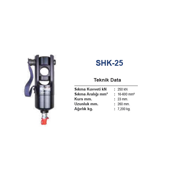 SHK-25 16-600 mm2 HİDROLİK PABUÇ SIKMA BAŞLIĞI