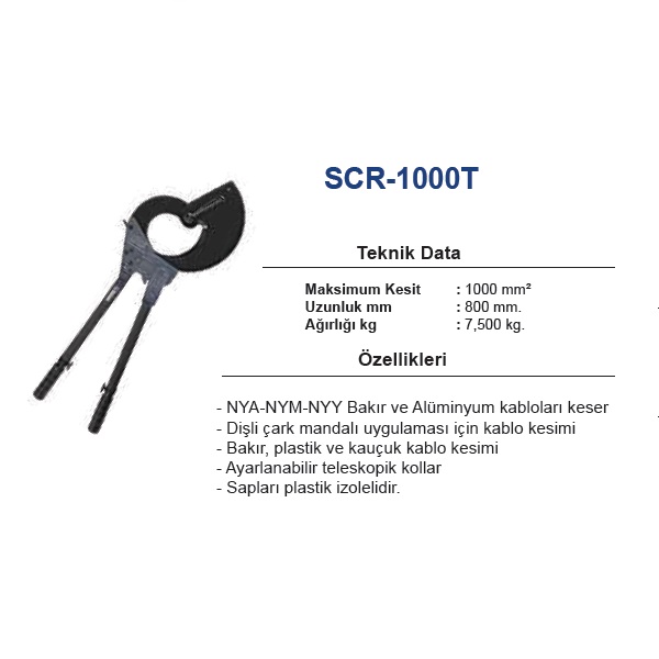 SCR 1000T 1000mm CIRCIRLI KABLO KESME MAKASI