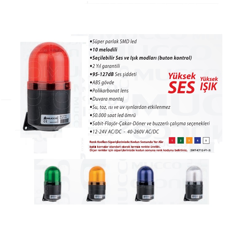 ÜNİVERSAL IŞIKLI KORNA 40-260V AC/DC