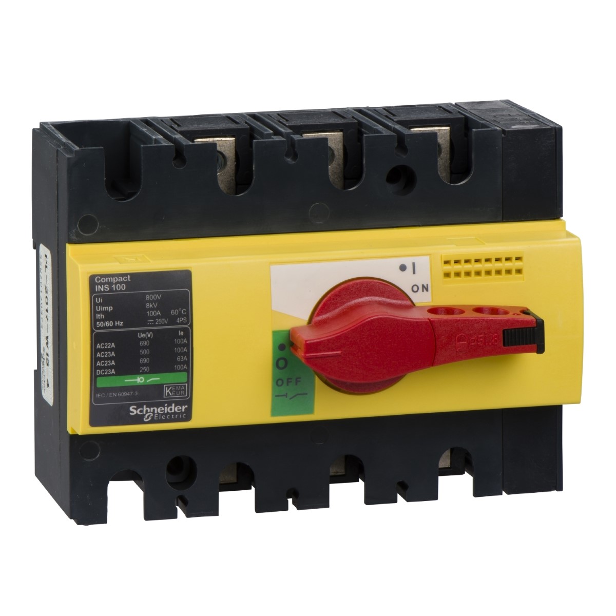 Compact,sarı-kırmızı,emniyet yük ayırıcısı, INS100 PTCCB