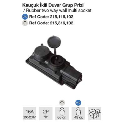 MONOFAZE KAUÇUK İKİLİ GRUP PRİZ