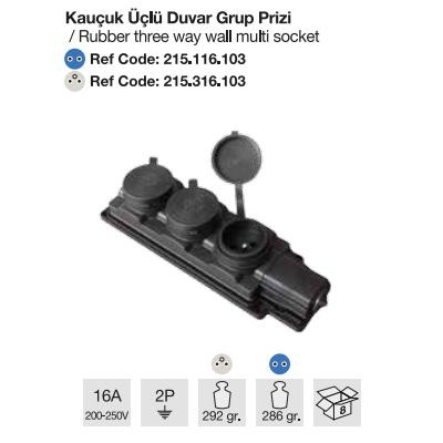 MONOFAZE KAUÇUK ÜÇLÜ GRUP PRİZ