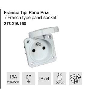 MONOFAZE SCHUKO TİP FRANSIZ PANO PRİZ - ÇİFT GİRİŞLİ