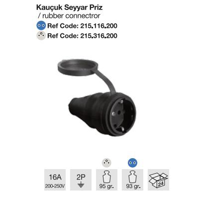 MONOFAZE KAUÇUK SEYYAR PRİZ