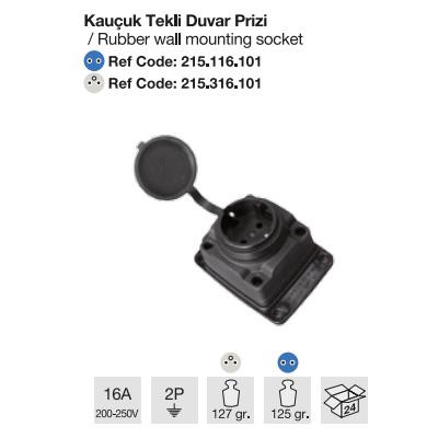 MONOFAZE KAUÇUK DUVAR PRİZİ