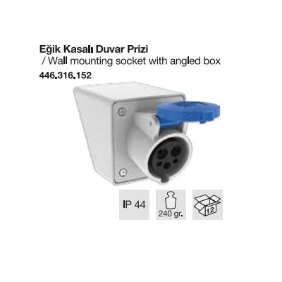MONOFAZE CEE NORM DUVAR PRİZİ EĞİK KASALI-16A