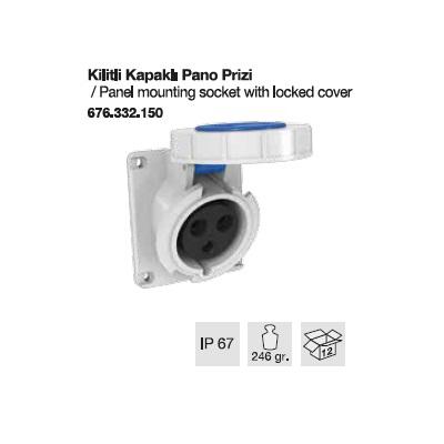 MONOFAZE CEE NORM KİLİTLİ KAPAKLI PANO PRİZ-32A