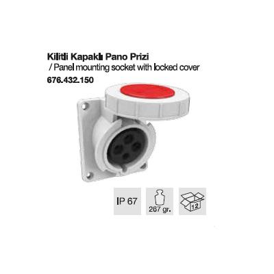 TRİFAZE CEE NORM KİLİTLİ KAPAKLI PANO PRİZ-32A