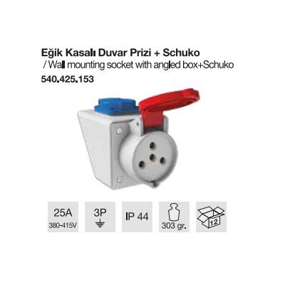 TRİFAZE DUVAR PRİZİ EĞİK KASALI+MONOFAZE PRİZLİ